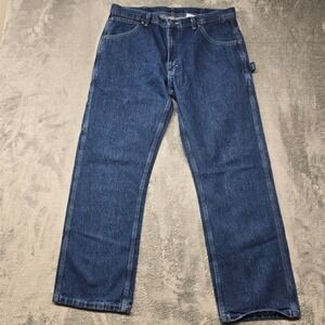 KEY Denim Carpenter Jeans Mens 36x30 Dark Wash Workwear Utility Pockets Rugged